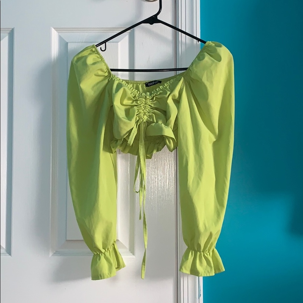 Slime Green Ruched Top